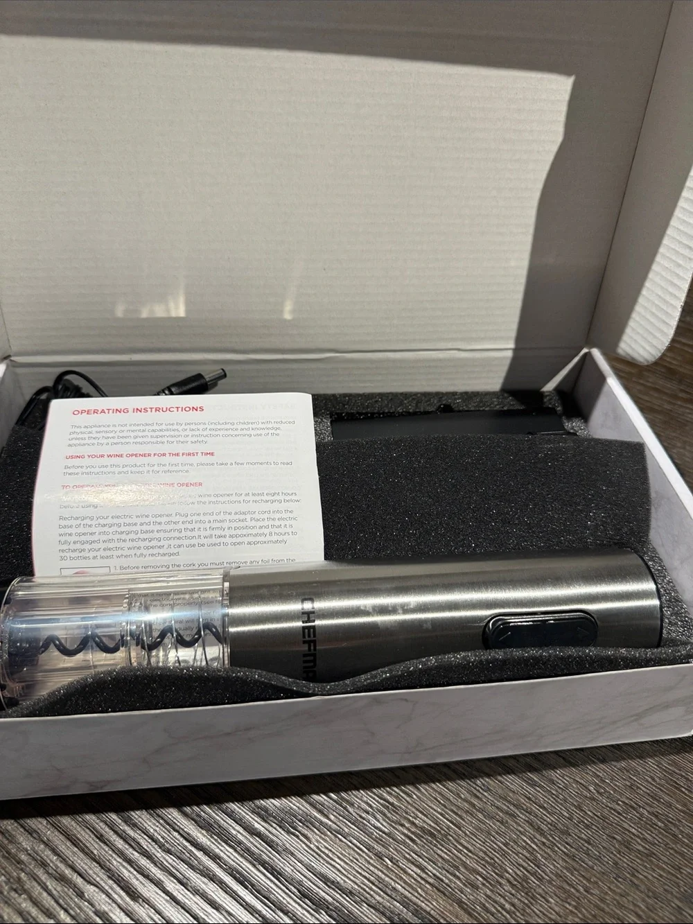 Chefman Stainless Steel Electric Wine Opener - Silver